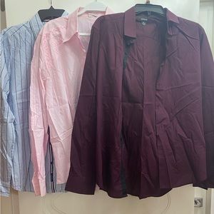 Alfani & Badger Smith Set of 3 Men's Dress Shirts, Medium, Burgundy, Pink, White